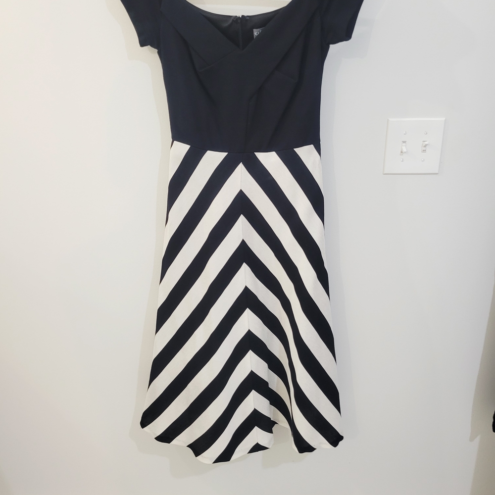 Eva Franco Navy and White Midi Dress